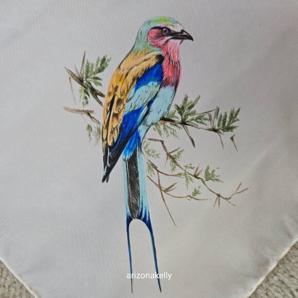 Vintage Silk Scarf Roland Ward Painted Birds Collectible - Picture 8 of 15